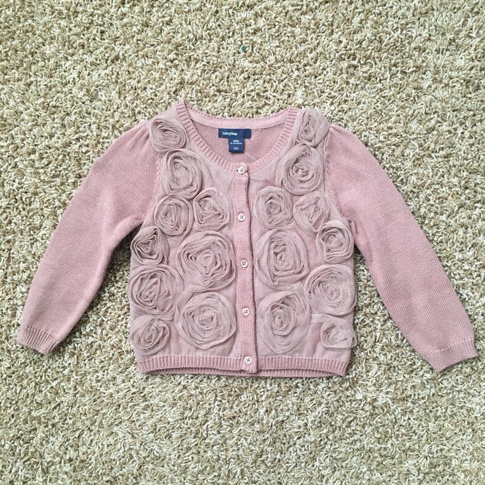 Nude Baby Gap Tulle Floral Cardigan